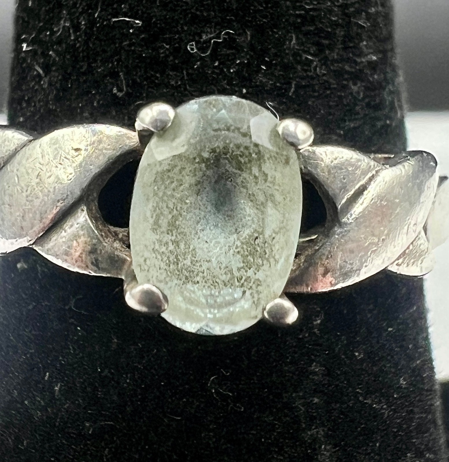VTG 925 Sterling Natural Green Sapphire Ring Heavily Included Corundum Sz 6.5