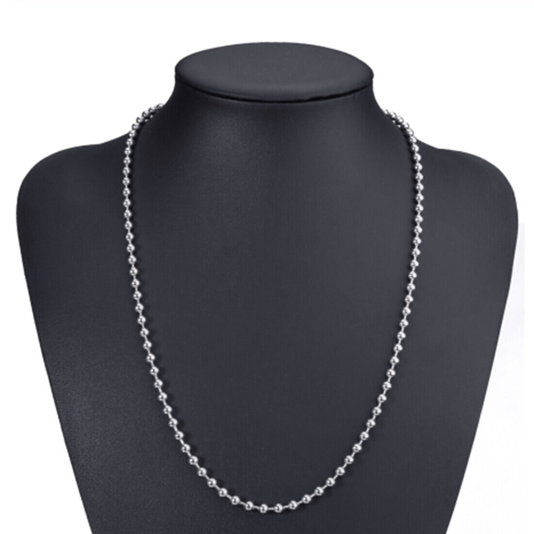 1.5-12mm Fashion New Women Men’s Stainless Steel Silver Bead Ball Chain Necklace