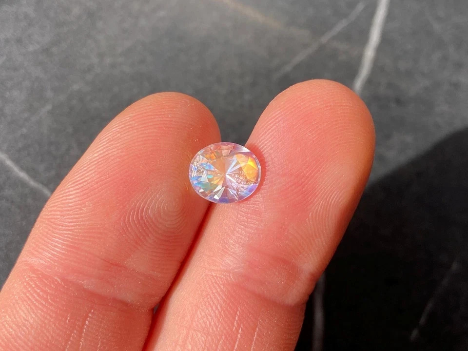 Oval Cut Natural Rainbow Color Moonstone 5 Carat Certified Loose Gemstone