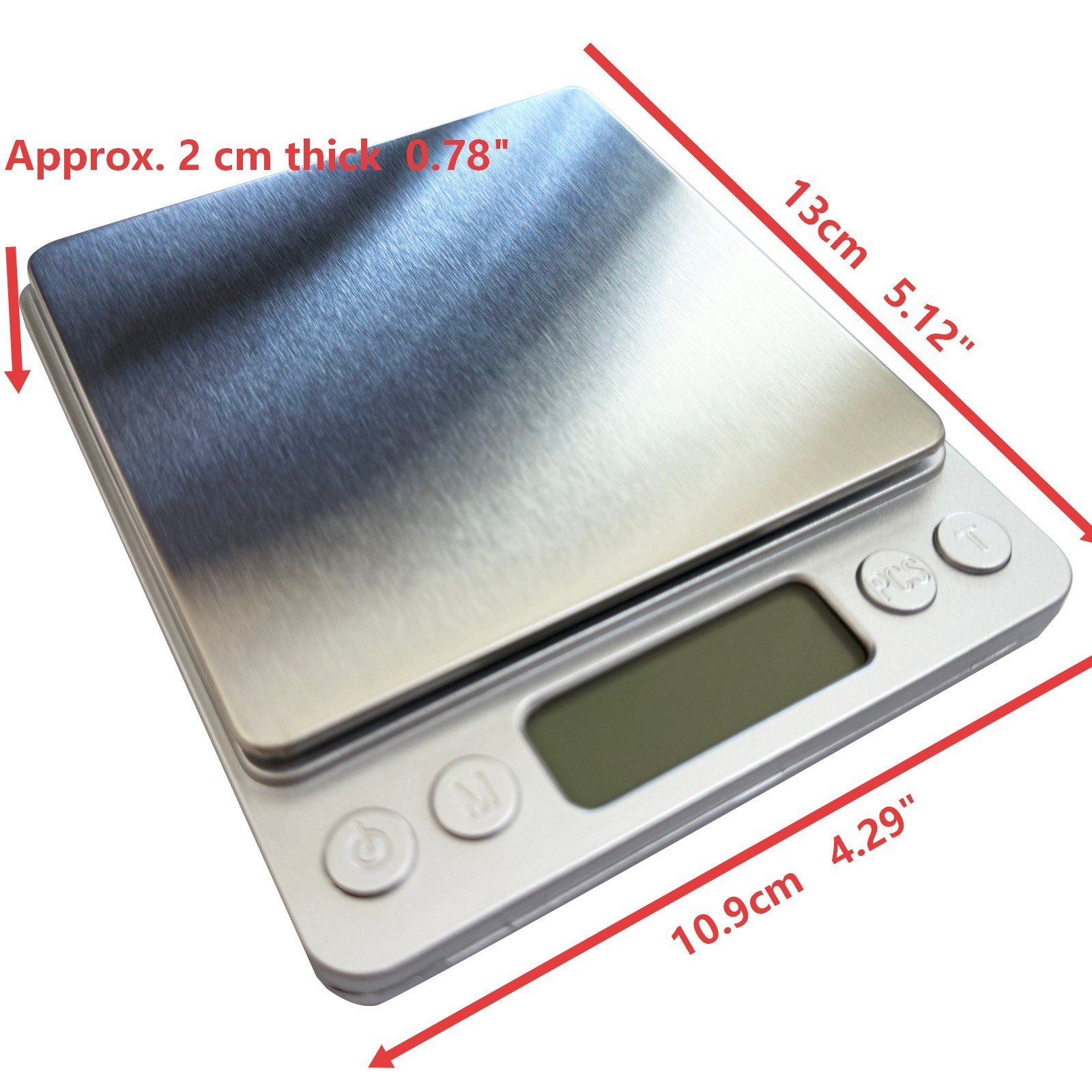 Digital Gram Jewelry Scale 2000g x 0.1g Stainless steel platform Silver base