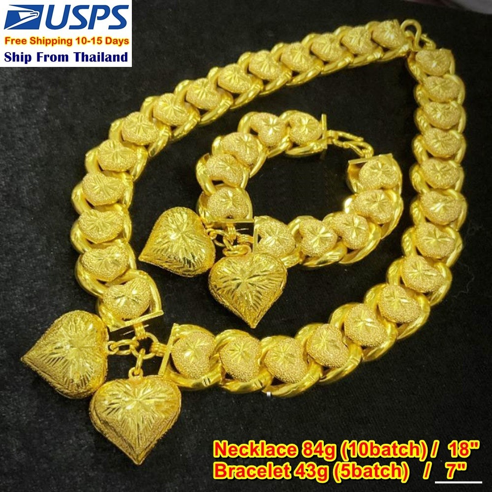 L33 24k Gold Plated Jewelry Pendant Necklace 10 baht 16″ / Bracelet 10 baht 7″