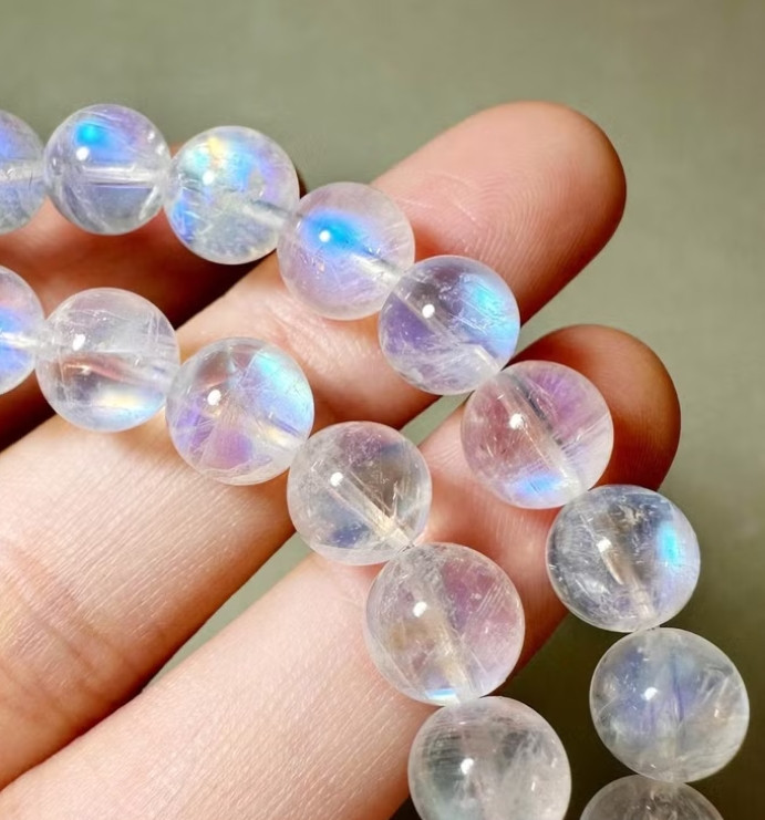 Moonstone Stone Bracelet Natural 7-8mm Gemstone Stretch Energy Bracelet Gift