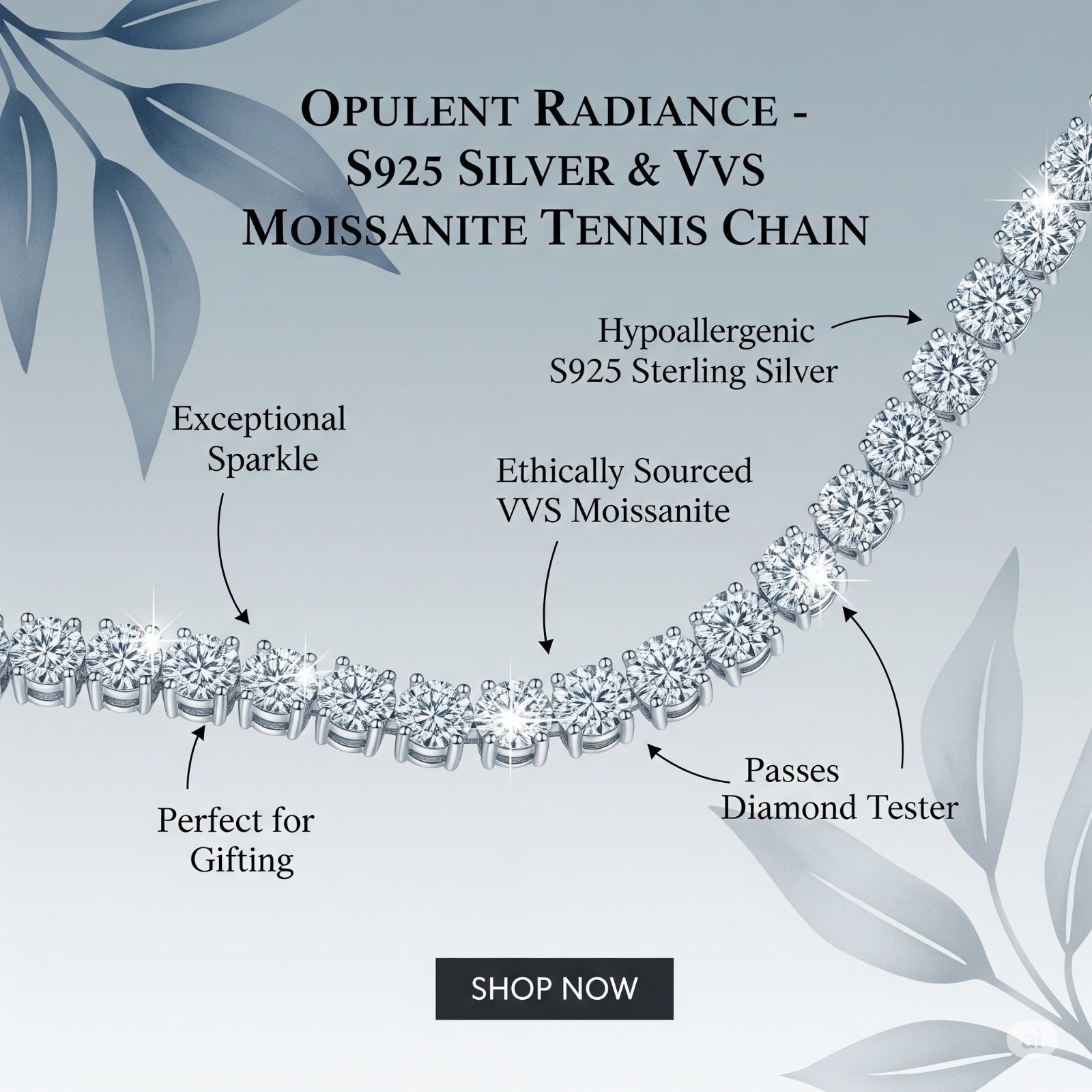 VVS1 Moissanite 925 sterling silver Tennis Bracelet for Women & Men