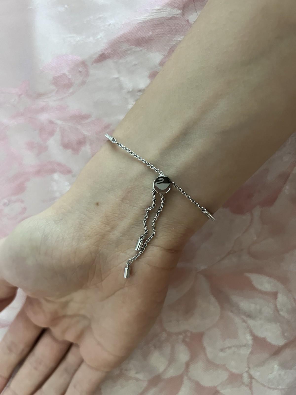 Authentic Swarovski Crystal Light Blue Adjustable Swan Bracelet With Box