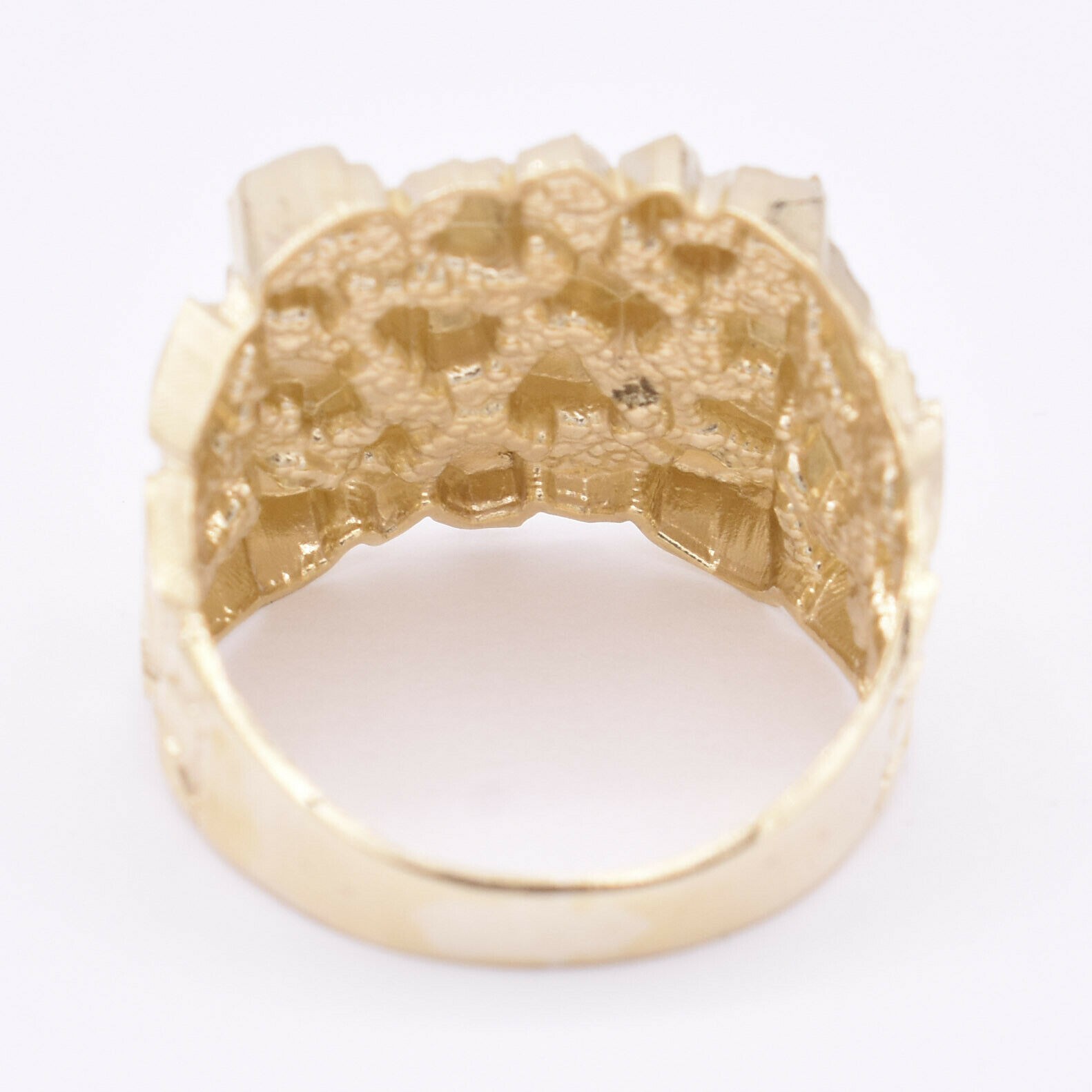 Mens Nugget Puffed Square Ring Real Solid 10K Yellow Gold ALL SIZES Unisex