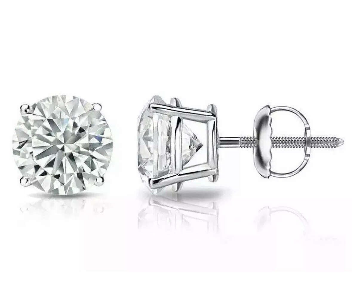 2 Ct Round Cut VVS1/ D Lab Created Shiny Stud Earrings 14K White Gold 7mm Gift