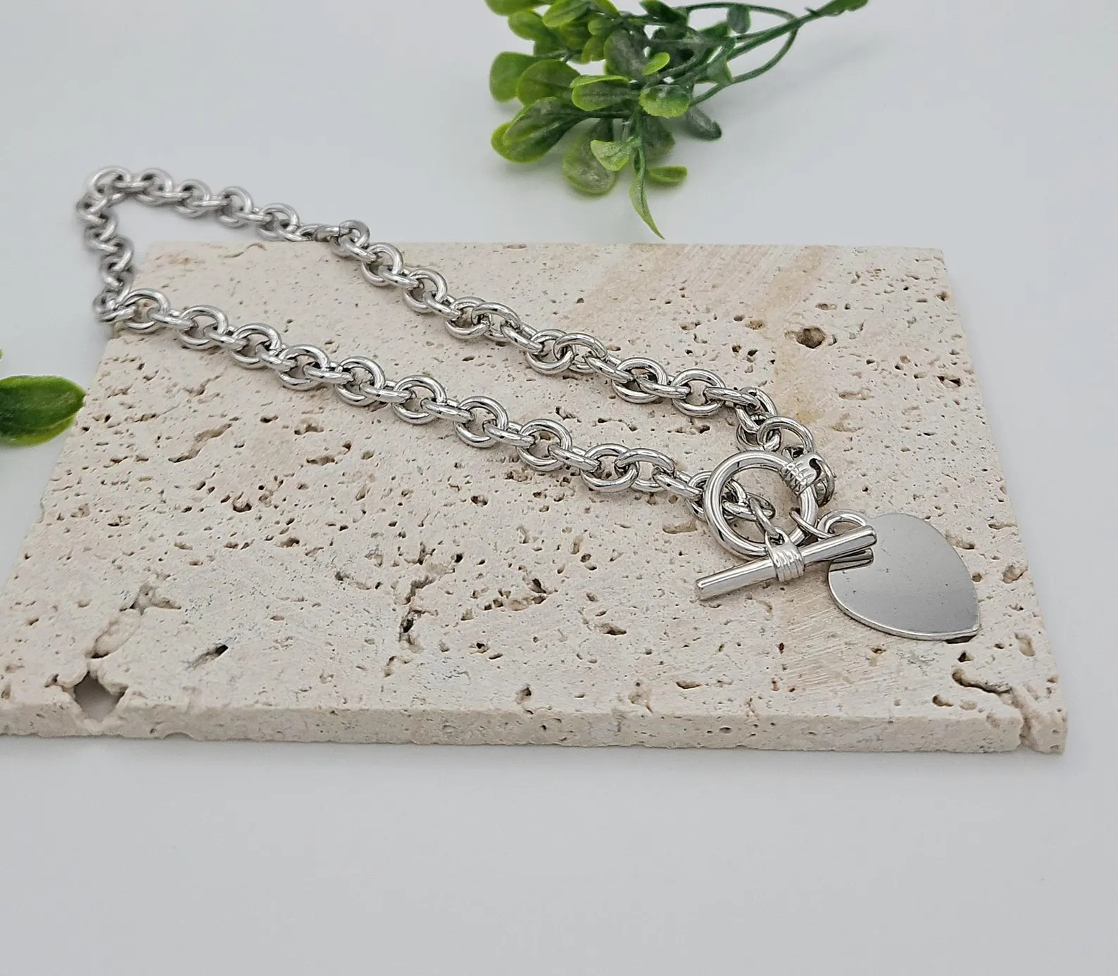Gold Toggle Necklace For Women, 14k Heavy Plated Gold Toggle & Tag Necklace