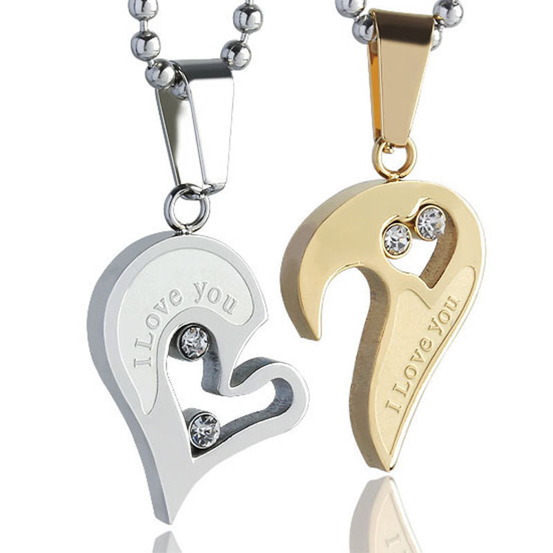 Fashion Love Patchwork Necklace Pendant Necklace Stainless Steel Necklace Gift