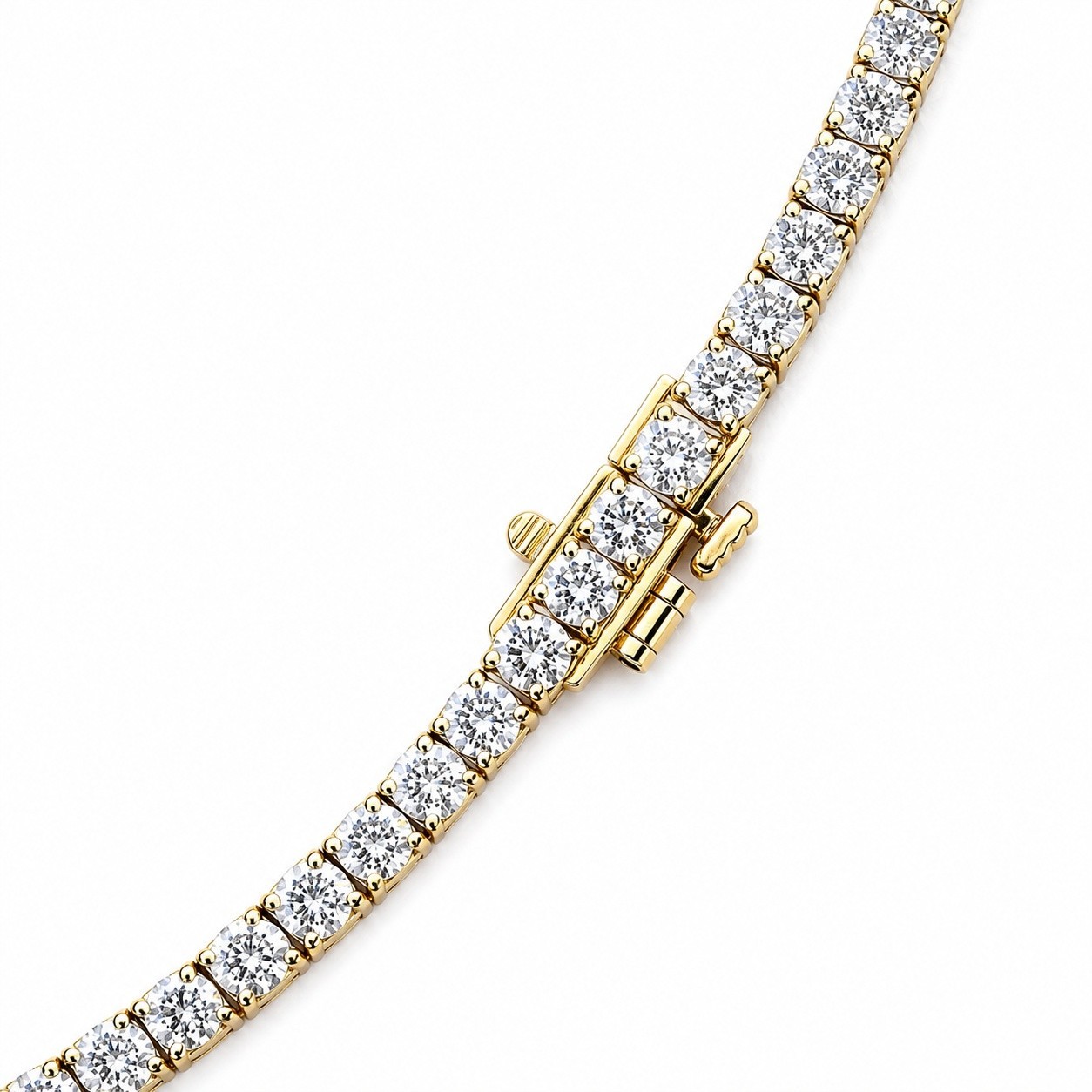 20.00 Ct Lab Grown Diamond Tennis Necklace 14k Yellow Gold 24 Gm E F VVS 17 Inch