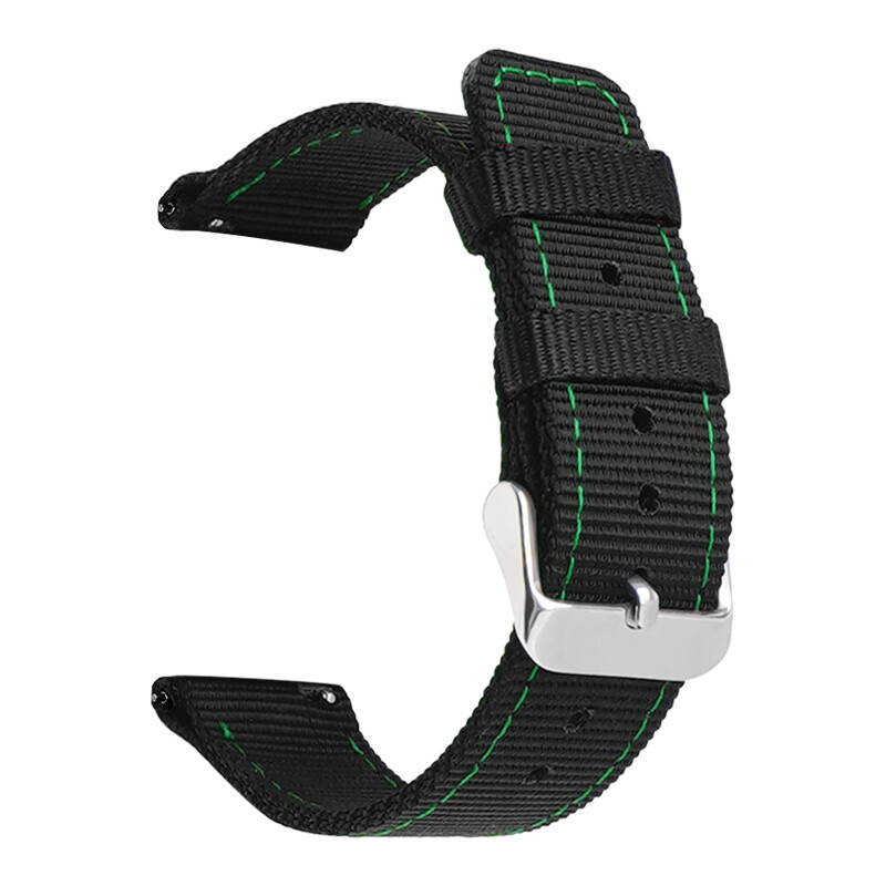 Stitching Black Nylon Strap Canvas Fabric Watch Band 20 22 18 24mm Generic Belt
