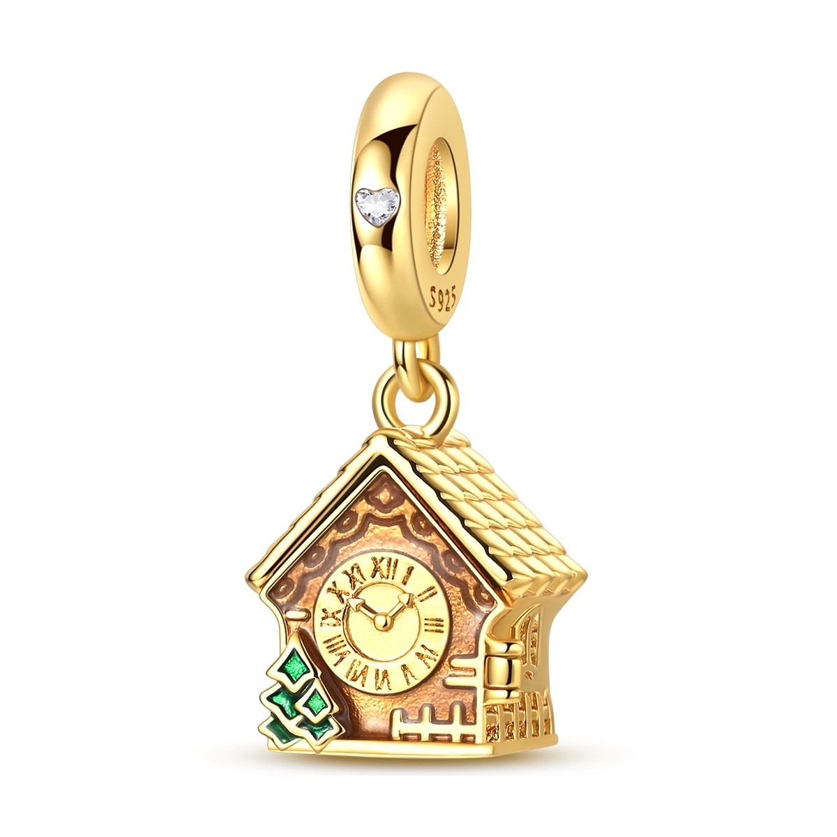 MULA 925 Sterling Silver Charm Clock Pendant for Women Bracelet