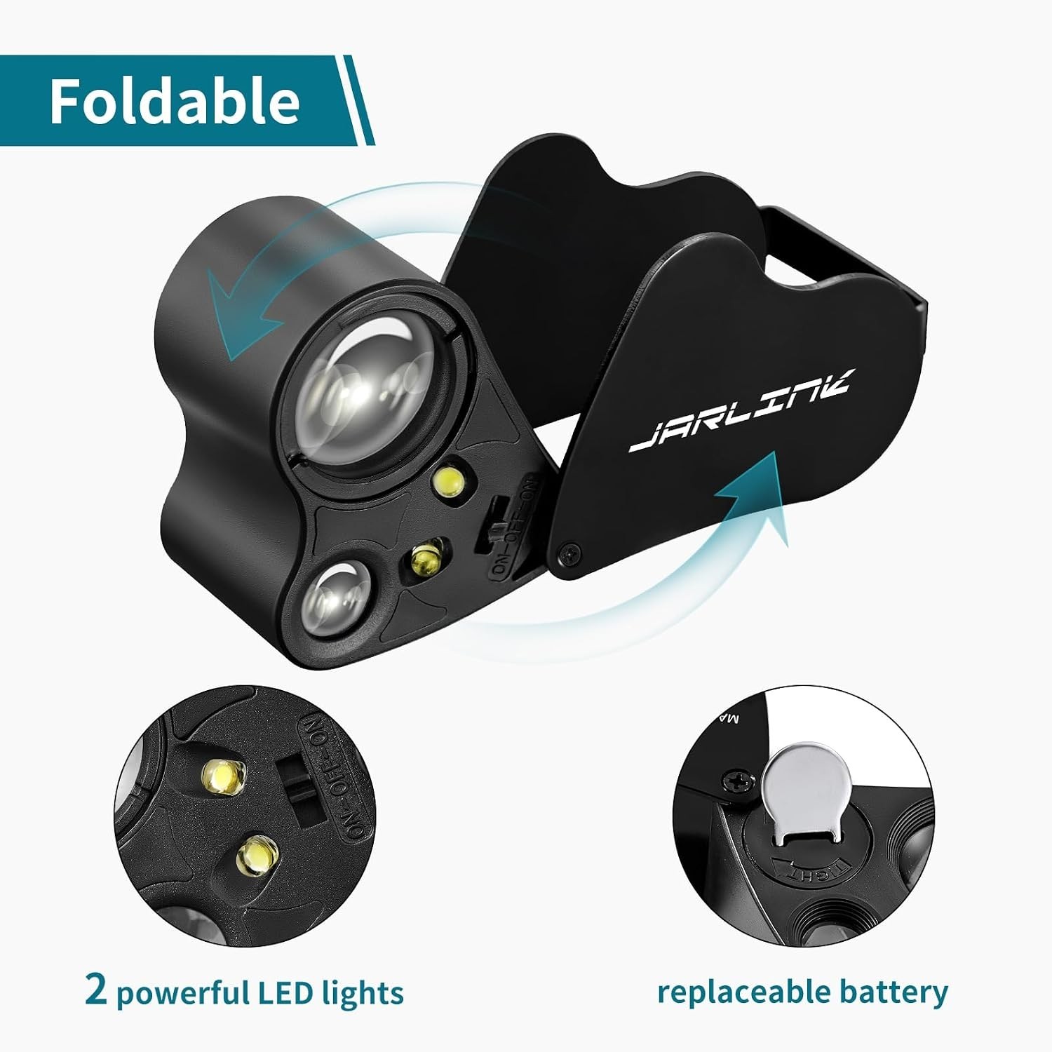 30X 60X Illuminated Jewelers Loupe Magnifier, Foldable Jewelry Magnifier with…