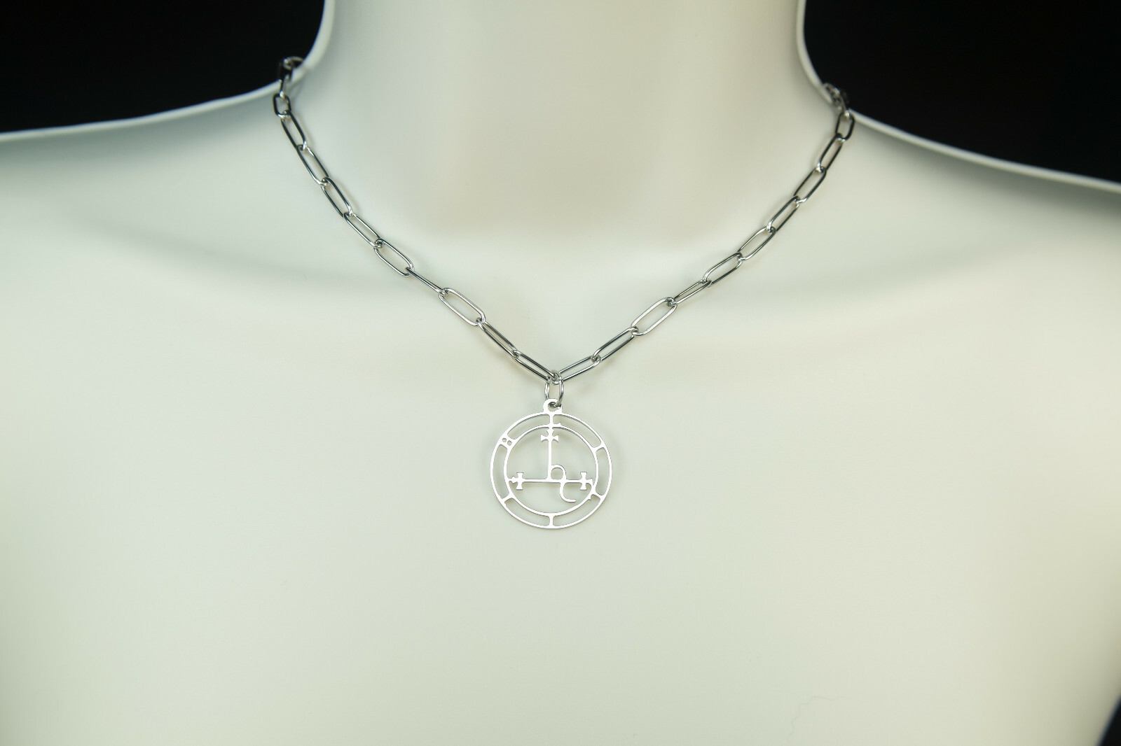 Sigil of Lilith Necklace, Custom Paperclip Chain, Waterproof Stainless Steel