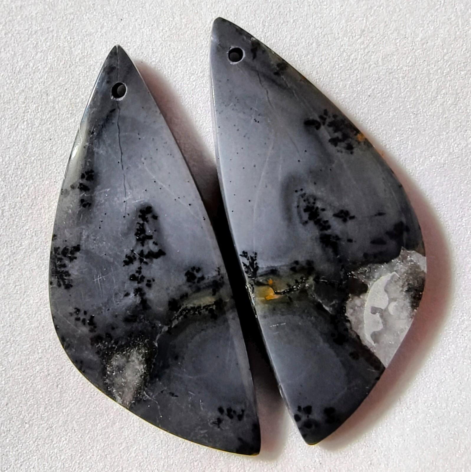 46 Cts Natural Maligano Jasper Drilled Pair Cabochon Gemstone 39.1 X 16.8 MM