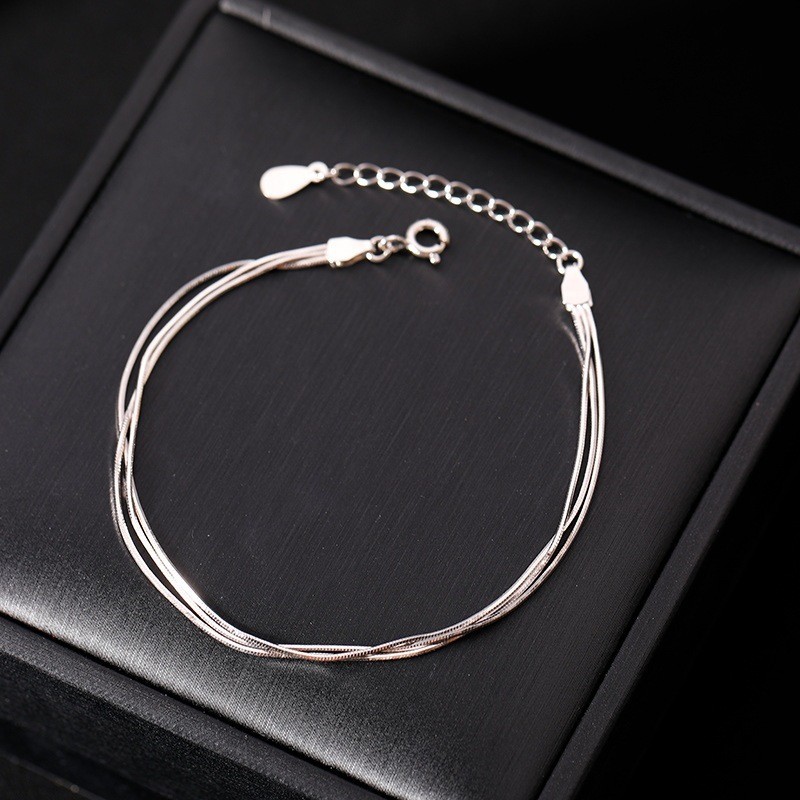 Women’s 925 Sterling Silver Multilayer Snake Chain Foot Ankle Bracelet New USA