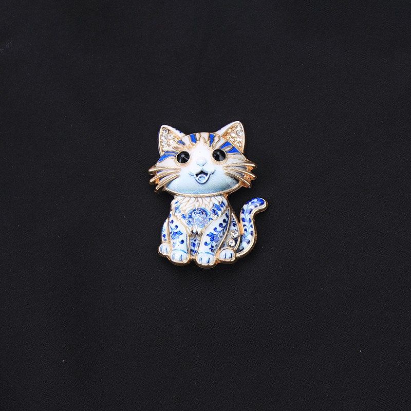 Enamel Animal Brooch Butterfly Cat Hummingbird Frog Crab Fox Crystal Lapel Pin