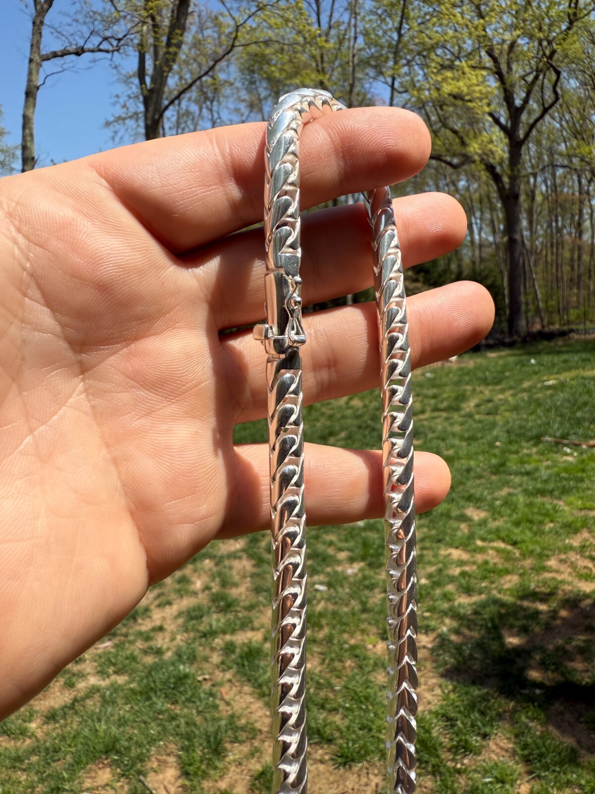 Real Solid 925 Silver Round Franco Chain 5-7mm Necklace Handmade W. Box Clasp