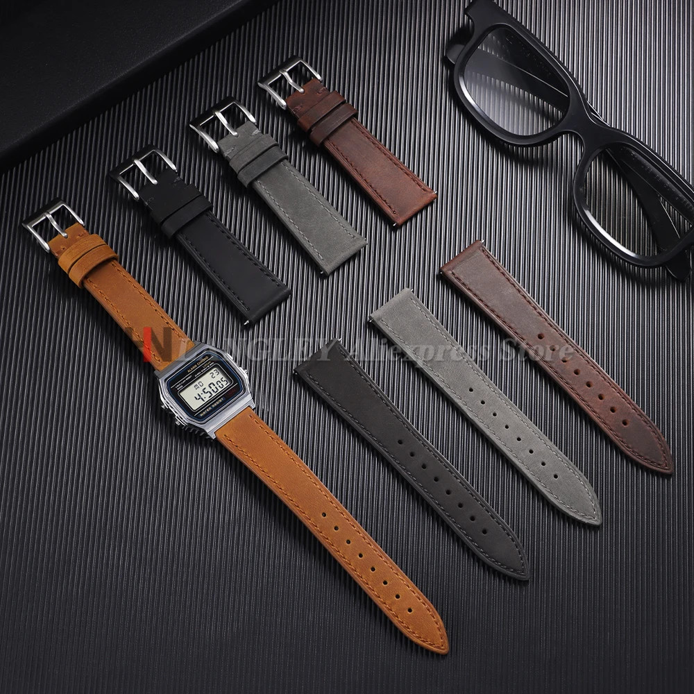 Genuine Cowhide Watch Strap 18mm for Casio for F91W W-800H SGW400 F84