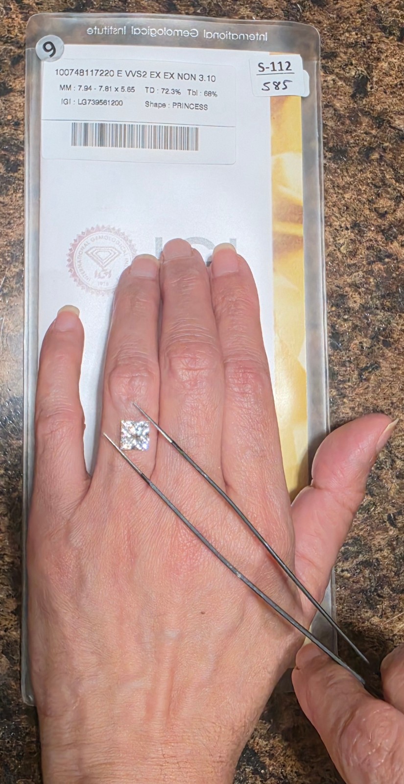 IGI Certified 3.10 CT Princess Cut Lab Grown Loose Diamond E Color VVS2 Clarity