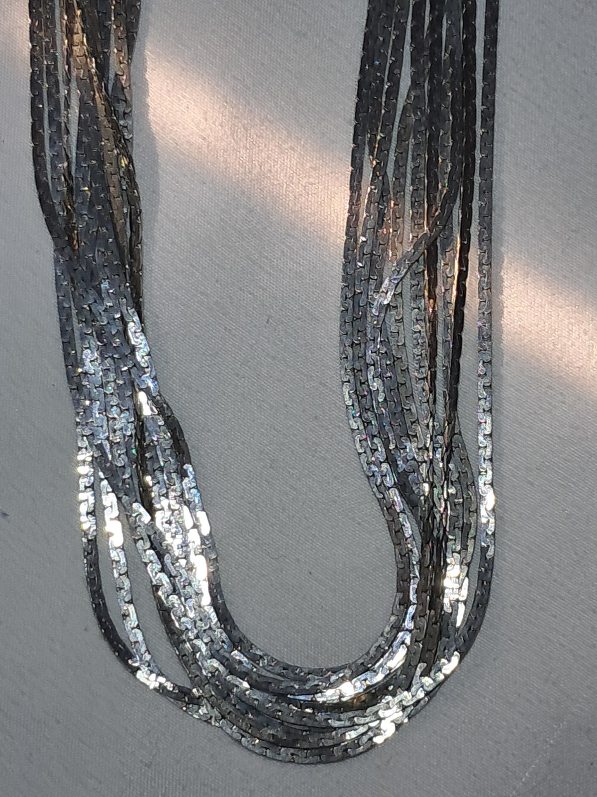 Silky Smooth Silver Tone Necklace 10 Strand Link Chains Expertly Crafted 18″