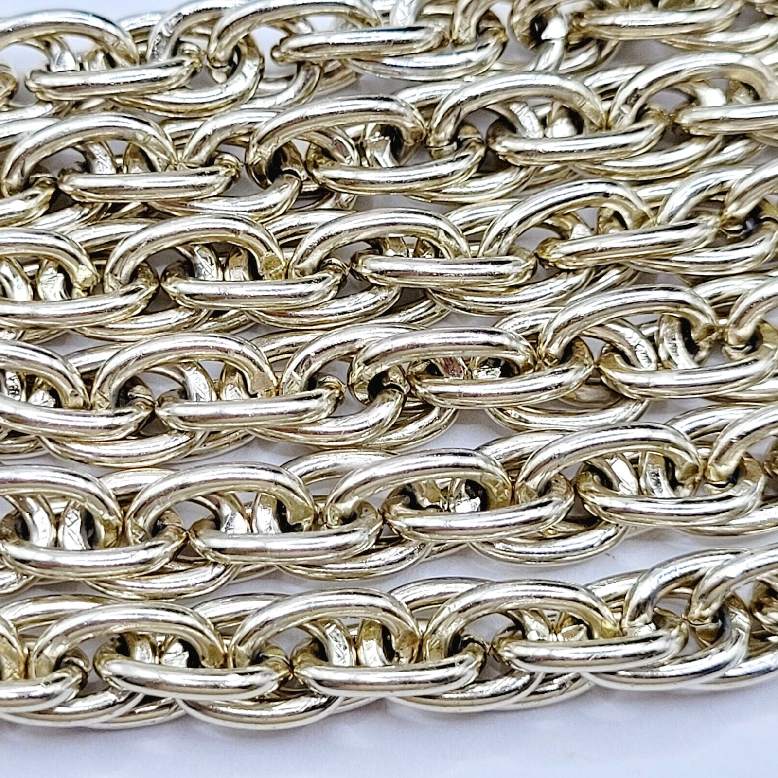 Multi Link Twist Rope Style Chain Very Light Gold Tone Vintage Necklace 30 Inch