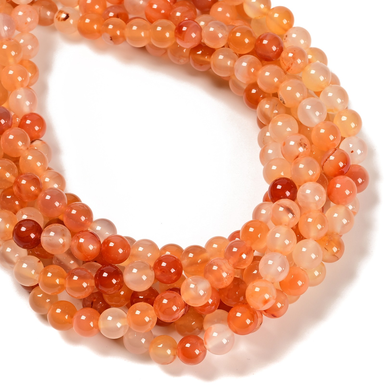 Natural Carnelian Smooth Round Beads Size 6mm 8mm 10mm 15.5” Strand
