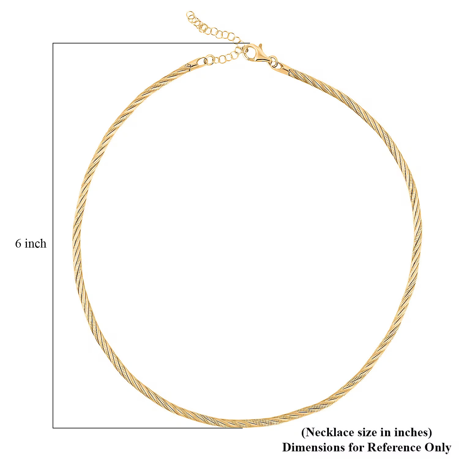 Doorbuster Italian Twisted Omega Chain Necklace in 14K Yellow Gold Plated