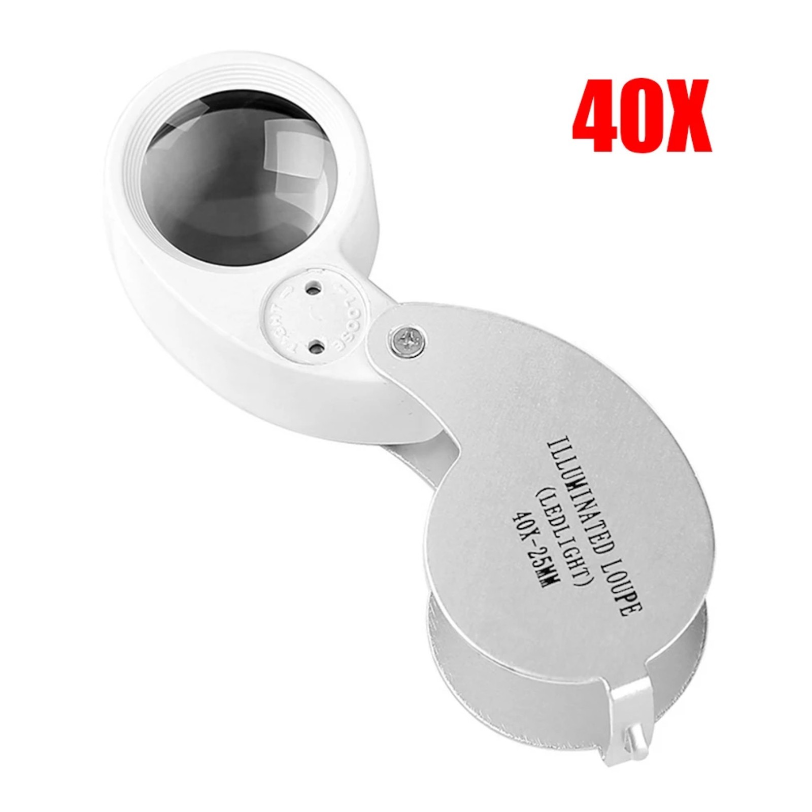 40X Magnifying Loupe Jewelry Eye Glass Magnifier LED Light Jewelers Loop Pocket