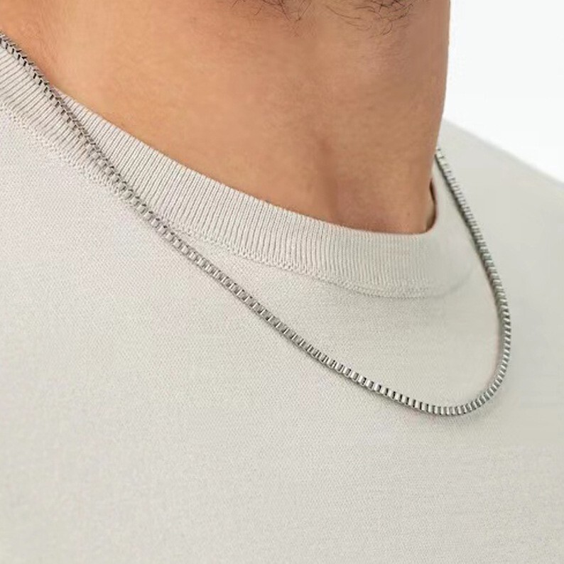 16-40″MEN Stainless Steel 2mm/3mm/4mm/5mm/7mm Silver Smooth Box Chain Necklace