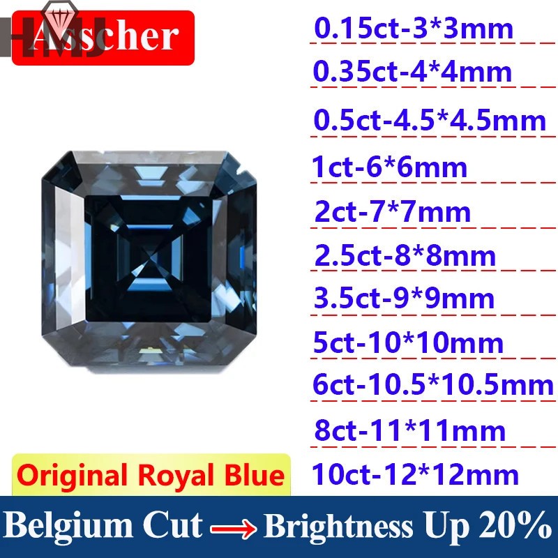 GRA VVS1 Round/Oval/Pear Royal Blue 0.1ct-5ct Multiple Shapes Loose Moissanite