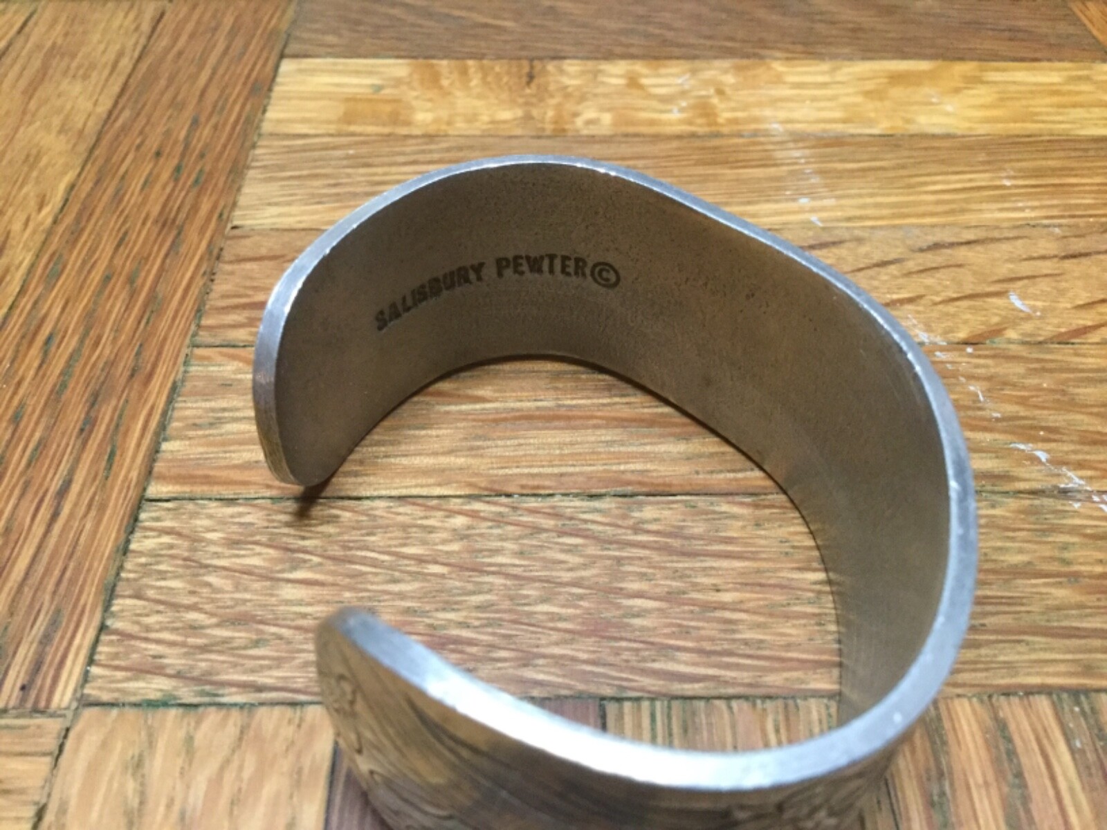 Salisbury Pewter March flower month 1 1/4” wide Cuff Bracelet.
