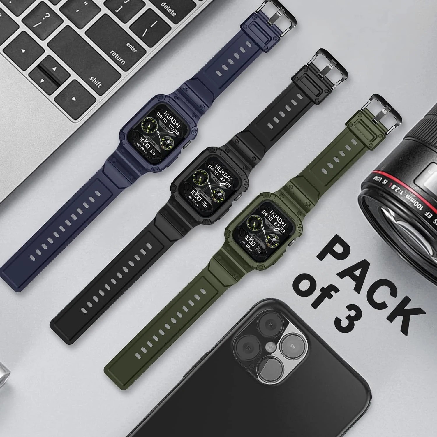 Rugged Apple Watch Band Bumper Case Cover Strap Iwatch SE 9 8 7 6 5 4 3 2