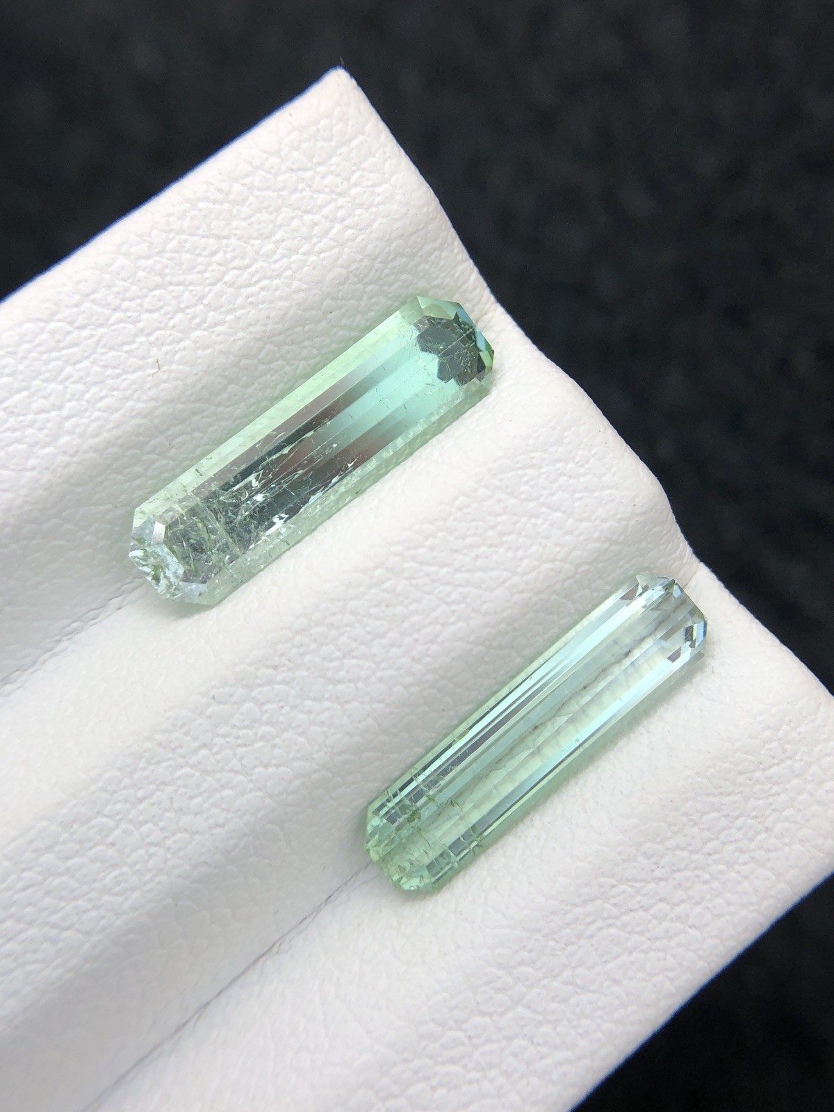 3.70 Ct Natural Seafoam Tourmaline Pair Long Emerald Cut Slightly Included