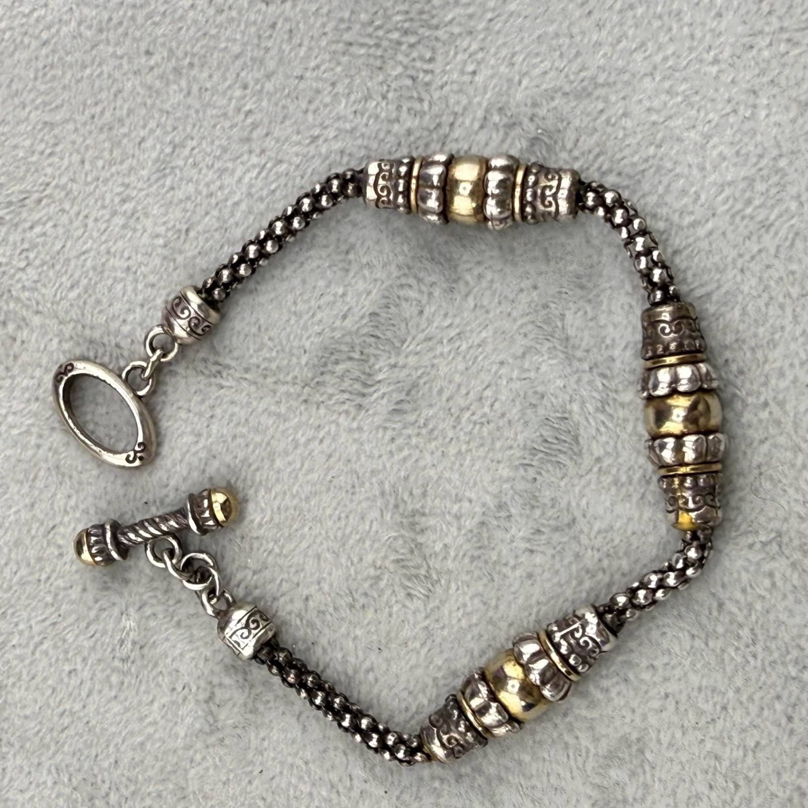 Vintage Bracelet Silver Tone Popcorn Chain 7”