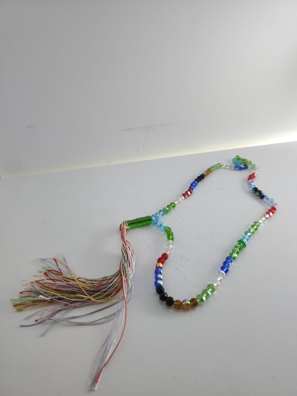 Multicolor Faceted Glass Meditation Beads Souvenir Strand with Tassel