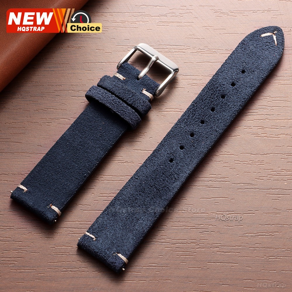 18 19 20 21 22 MM Soft Suede Leather Vintage Strap Watch Band Quick Release