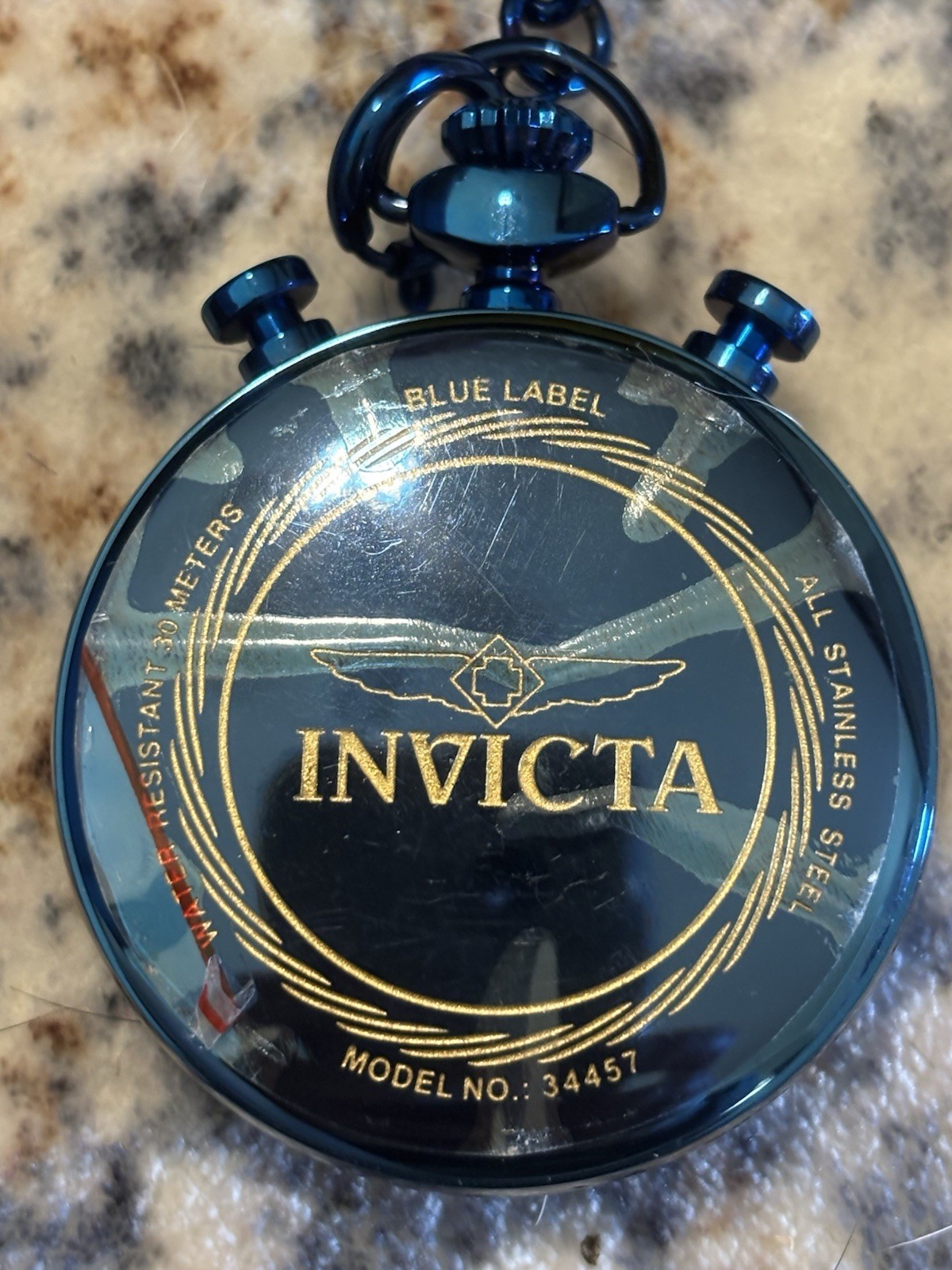 Invicta Lot of 4 Quartz Open Face Pocket Watches and dive case. See description.