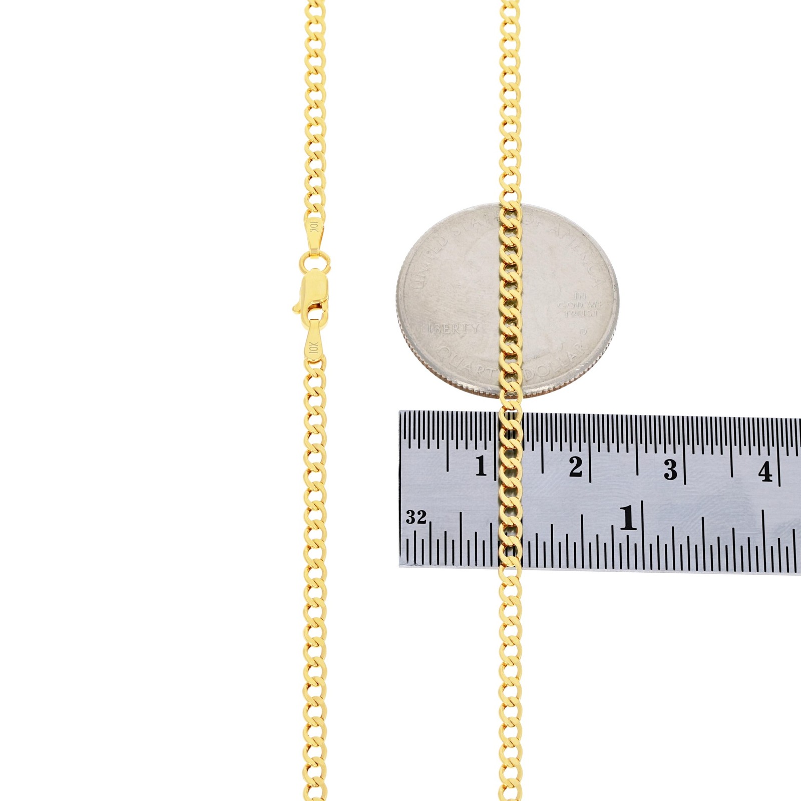 10K Yellow Gold 2.5mm Curb Cuban Italian Link Chain Necklace Mens Womens 20″