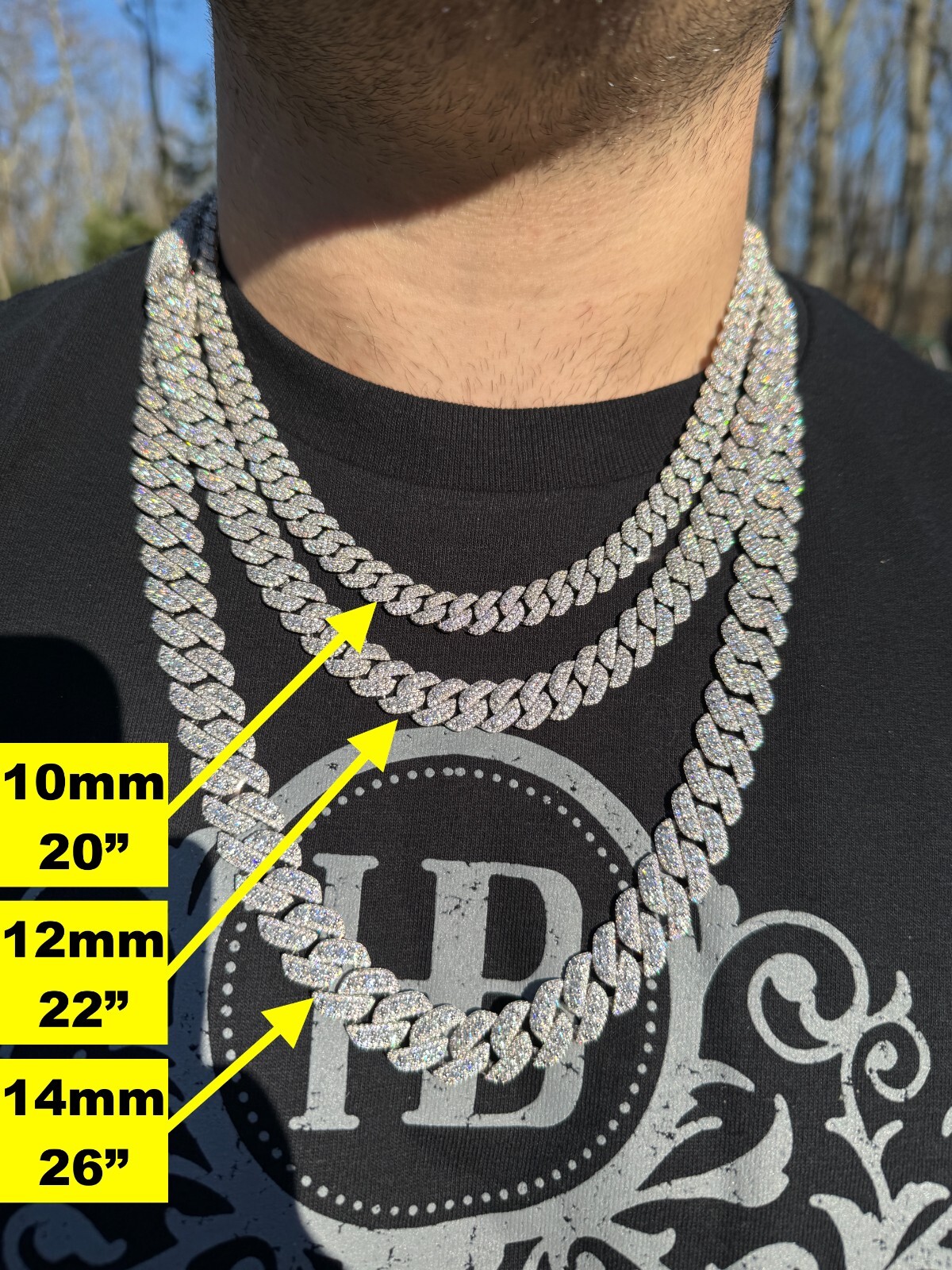 MOISSANITE Real Miami Cuban Link Chain Iced Hip Hop 925 Silver Necklace 16″-30″