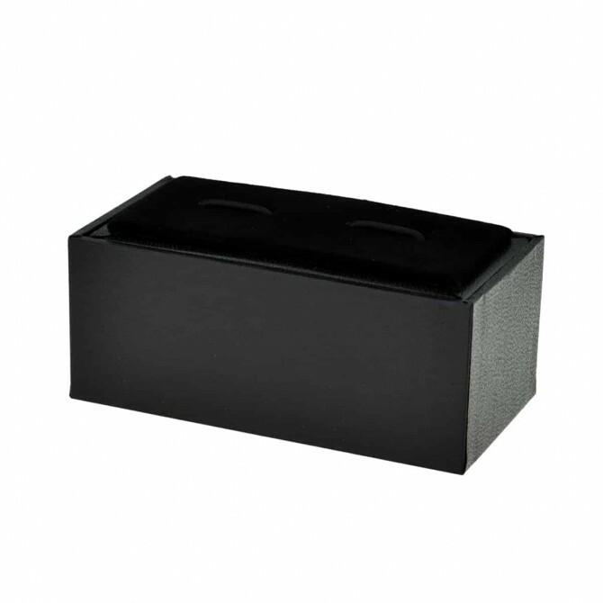 BLACK FAUX LEATHER CUFFLINKS BOX Velvet Lined Presentation Gift Case Elastic