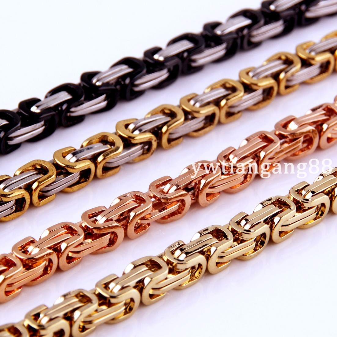 16~40″ 4/5/8mm Charming Stainless Steel Byzantine Box Chain Mens Women Necklace