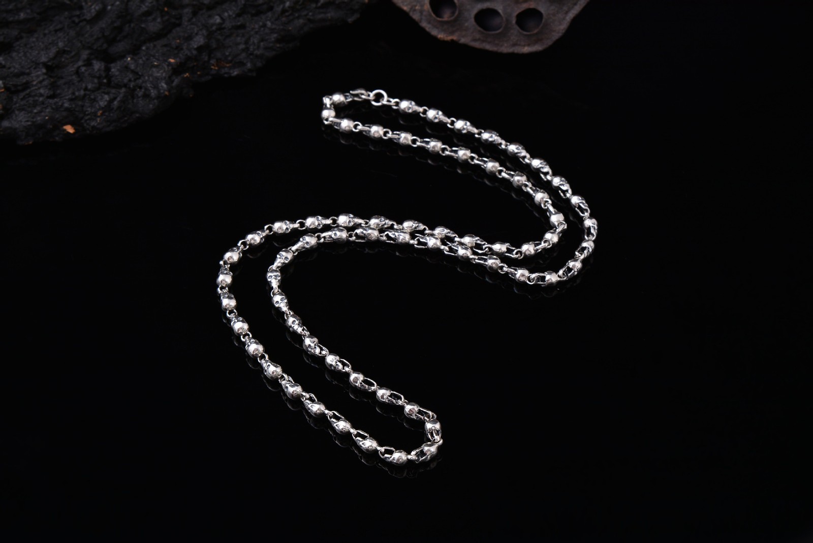 S925 Silver SKULL LINK CHAIN Necklace HEAVY Biker Gothic Statement 5mm 18″-28″