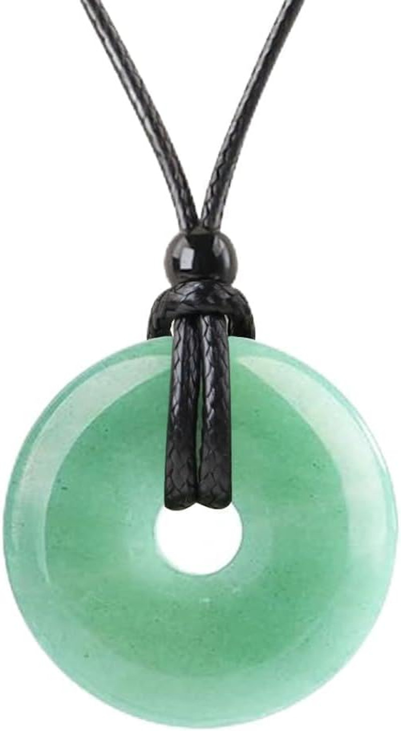 Handmade 30Mm Donut Donut Pendnat Reiki Chakra Pendant Necklace Lucky Coin Cryst