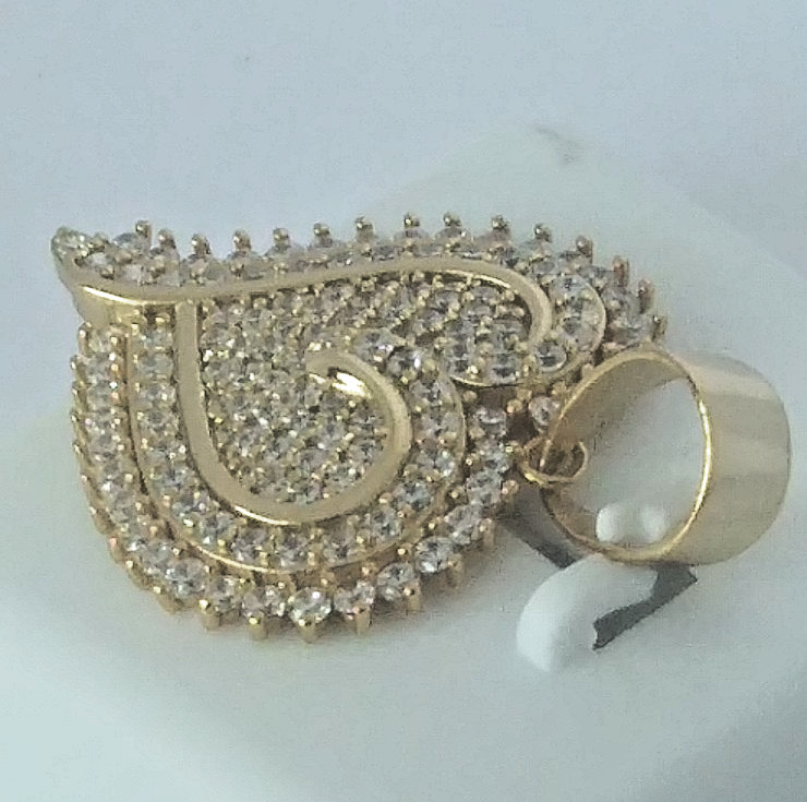 925 STERLING SILVER MICRO-PAVE CZ HEART PENDANT for necklace GOLD PLATED 30x23mm