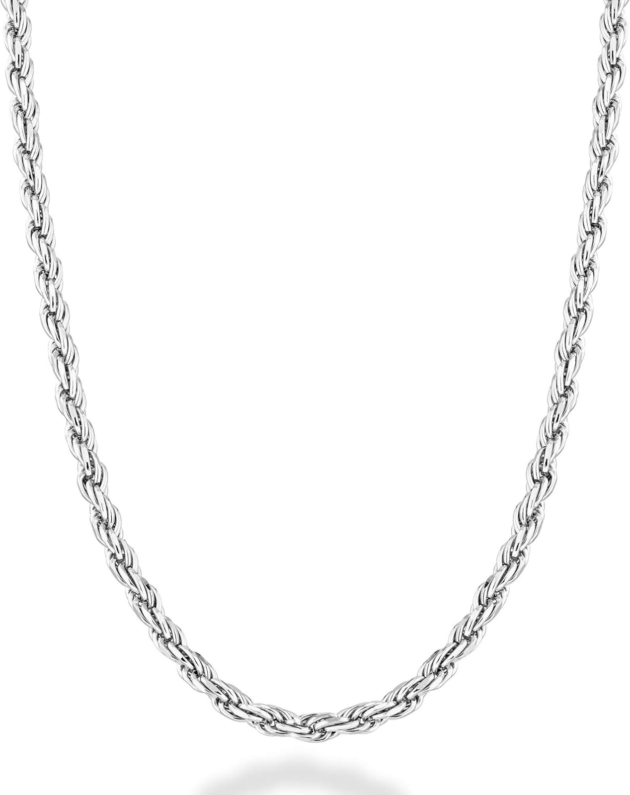 Sterling Silver Rope Chain Necklace Men Women 2mm 3mm Italian Made
