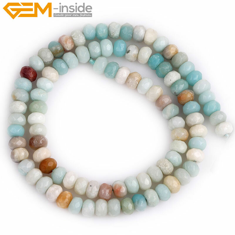 Natural Amazonite Rondelle Spacer Beads Gemstone Loose Beads Jewelry Making 15″