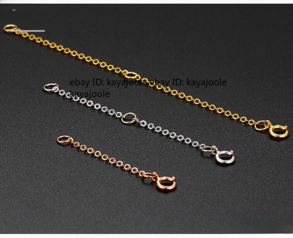 Pure 18K Yellow Gold O Chain Link Extender Bracelet Extension Safety Necklace