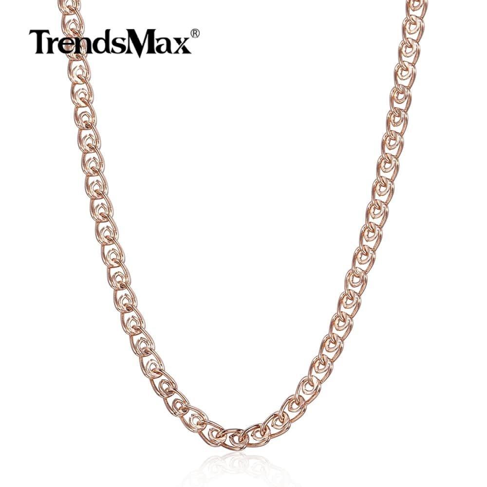 3mm 585 Rose Gold Color Snake Chain Necklace for Women Girls Jewelry 50cm/20inch