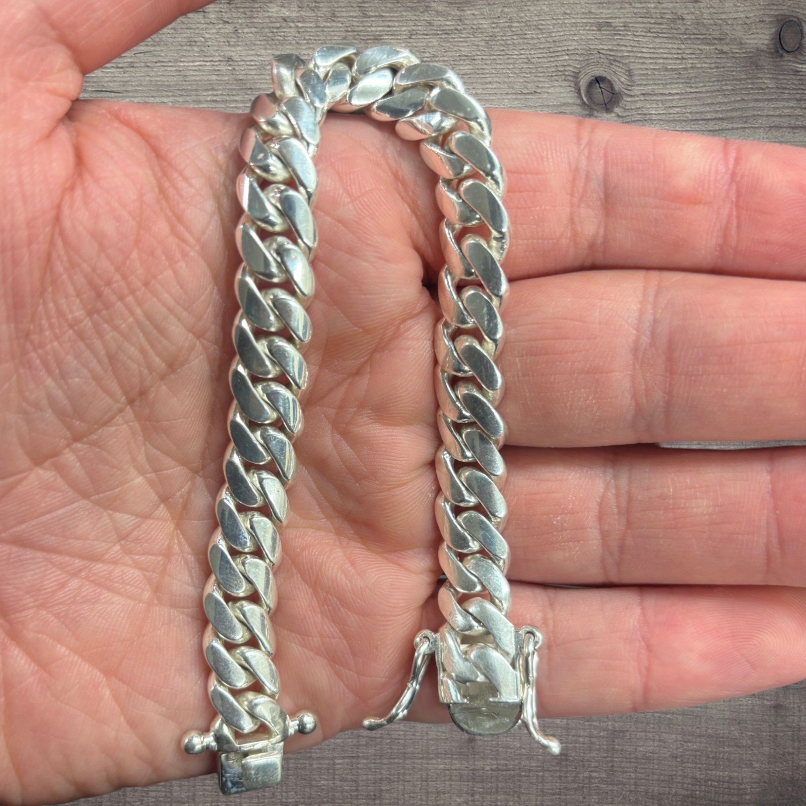 10mm Miami Cuban Link Bracelet – Real Solid 999 Fine Silver HANDMADE IN ITALY