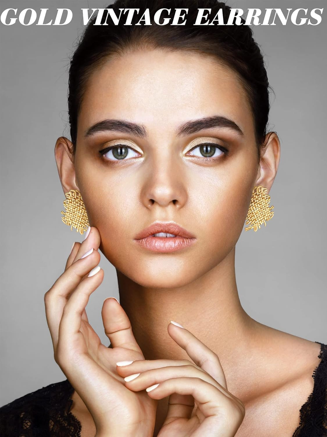 Gold Statement Earrings for Women Large Gold Geometric Earrings Woven Twisted Le
